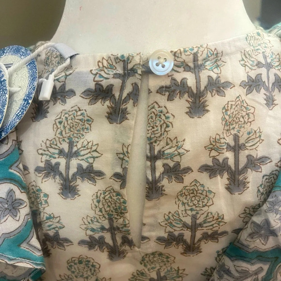 Just Bellina Short Sleeve Ruffle Top Cotton Embellished Beading Womens Small NWT - Picture 8 of 12